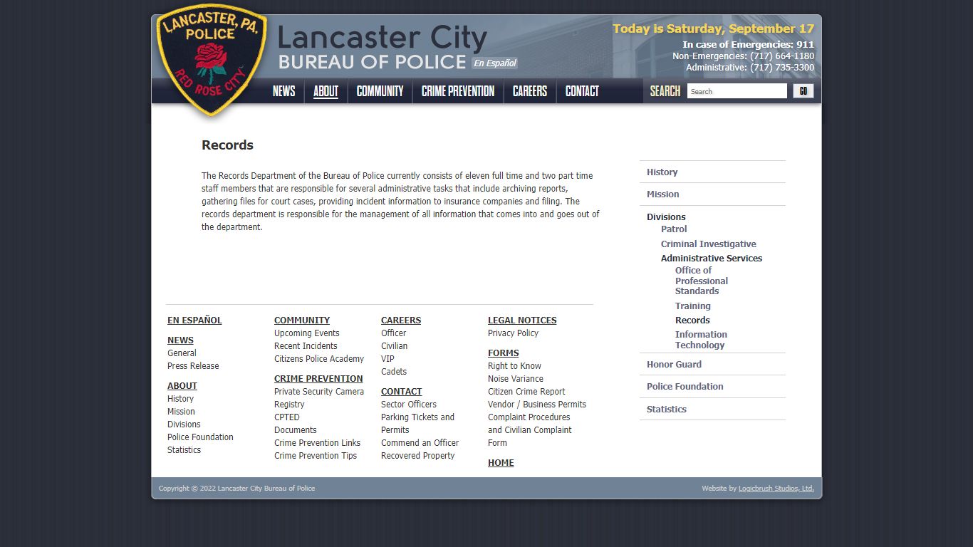 Records | Lancaster City Bureau of Police