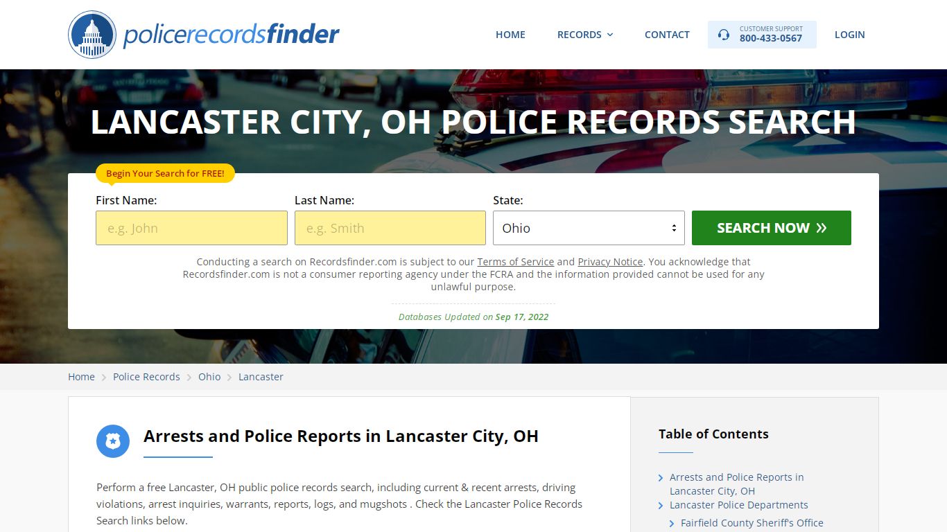 LANCASTER CITY, OH POLICE RECORDS SEARCH - RecordsFinder
