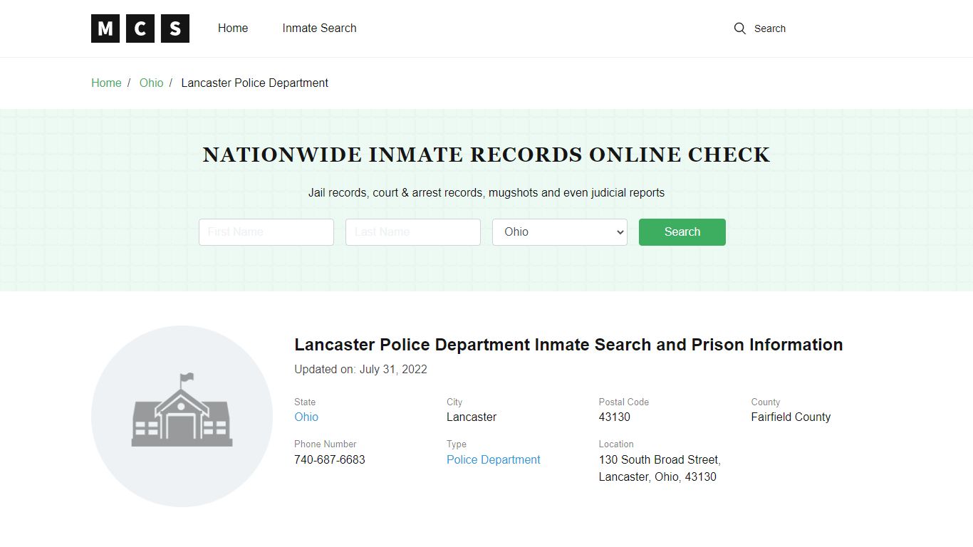 Lancaster, OH Police and Jail Records - madisoncounty-sheriff.com